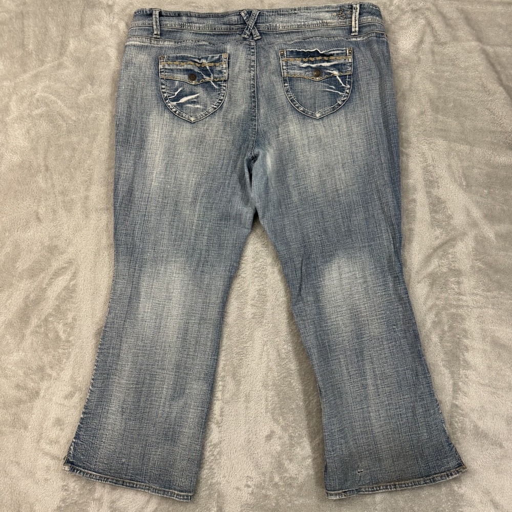 Hydraulic Jeans Womens 24 Short Y2K Wide Bootcut Stretch Flex Comfort Blue - Picture 2 of 16